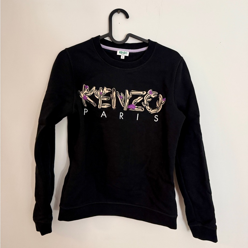 Kenzo Black and Purple Logo Sweater
